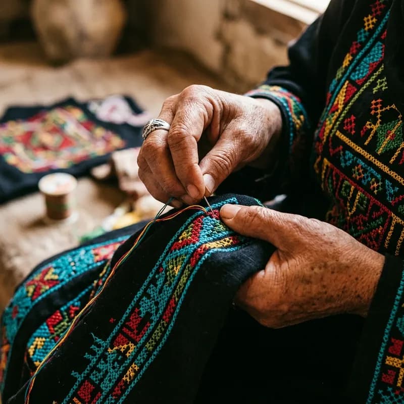 بورتريه لأم سليمان ترتدي الثوب البدوية المطرز